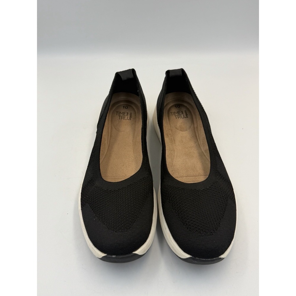 Time and Tru Black Knit Ballet Flats Comfort Slip On Shoes Women's Size 10 - Picture 2 of 6